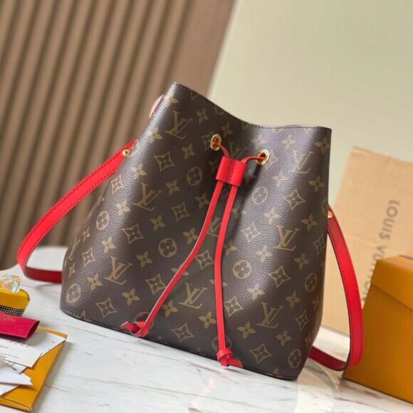 LOUIS VUITTON Monogram NeoNoe Bucket Bag-Red Interior - Picture 1 of 7